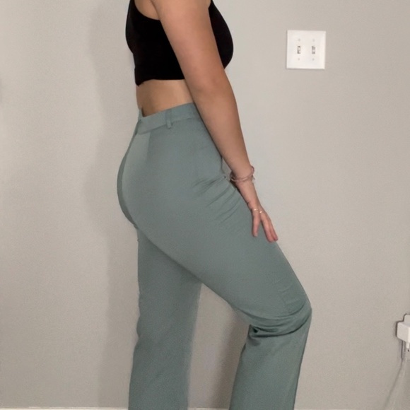 Dusty Blue Straight Leg Pants - Picture 2 of 2